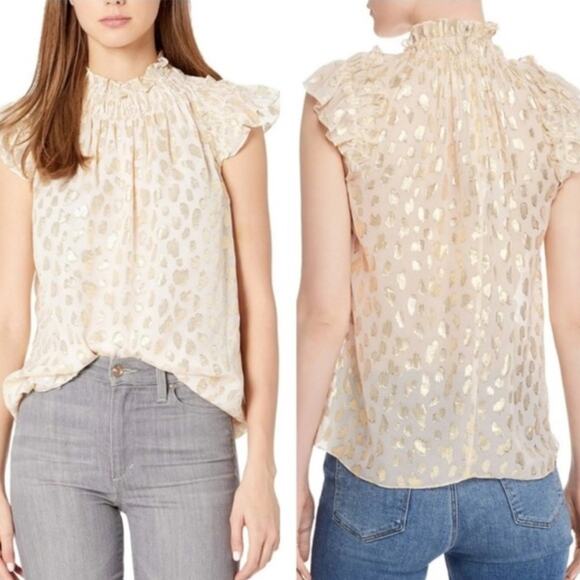 Rebecca Taylor Sleeveless Leopard Metallic Top - Picture 1 of 8